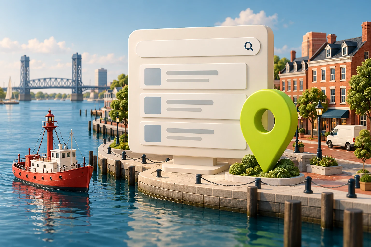 Portsmouth inspired local-search illustration