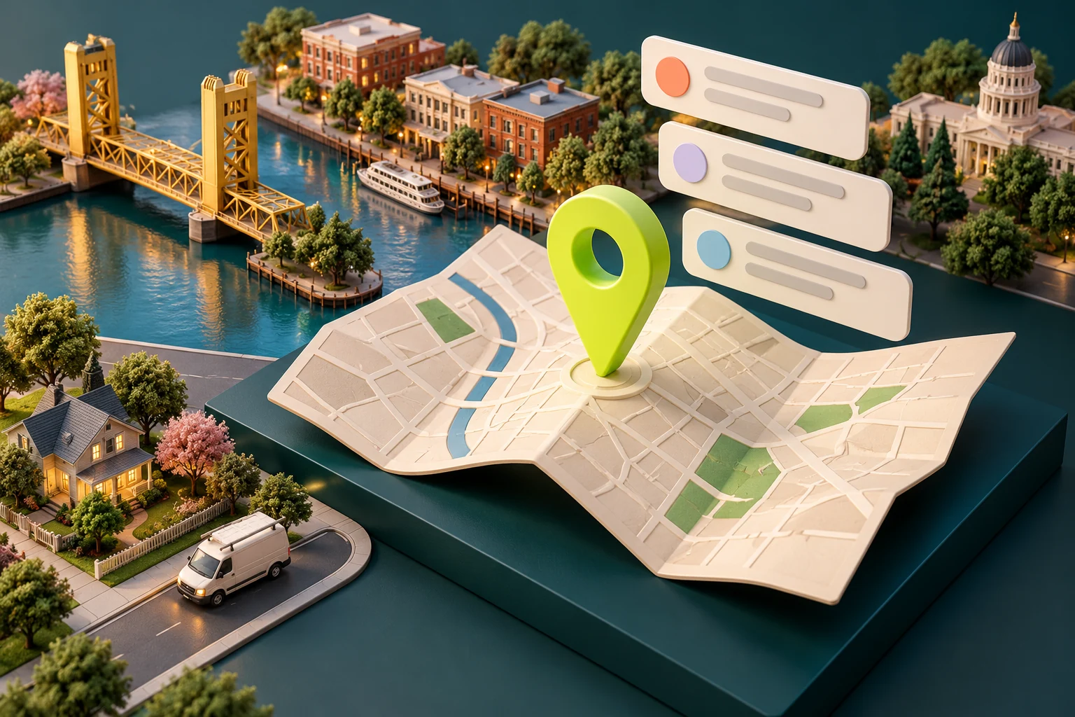 Sacramento inspired local-search illustration
