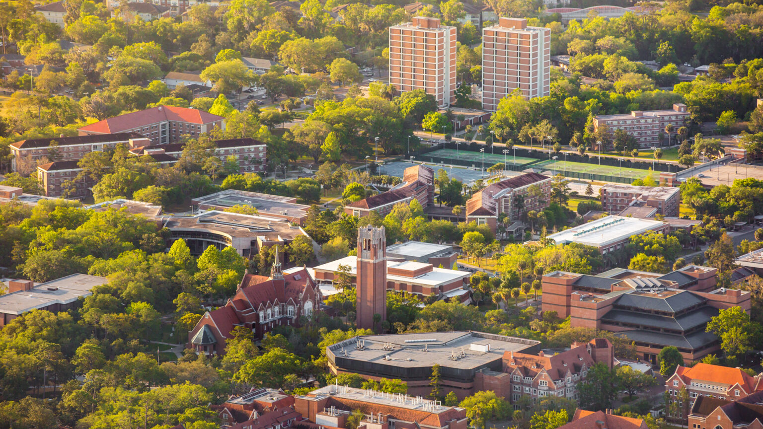 University of Florida campus and Gainesville, Florida tree canopy